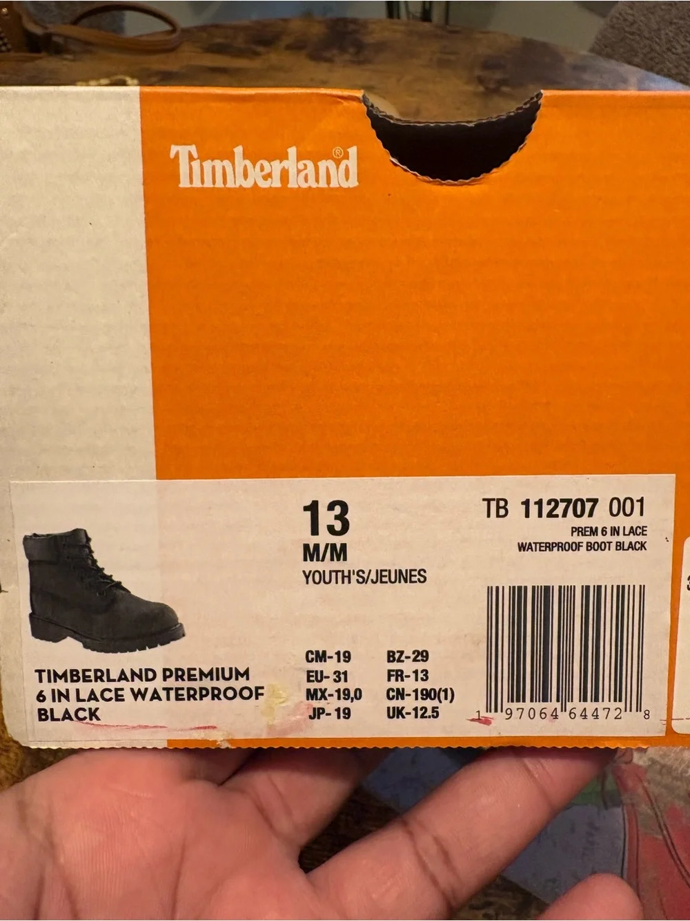 Timberland Kids Black Waterproof Lace-Up Boots